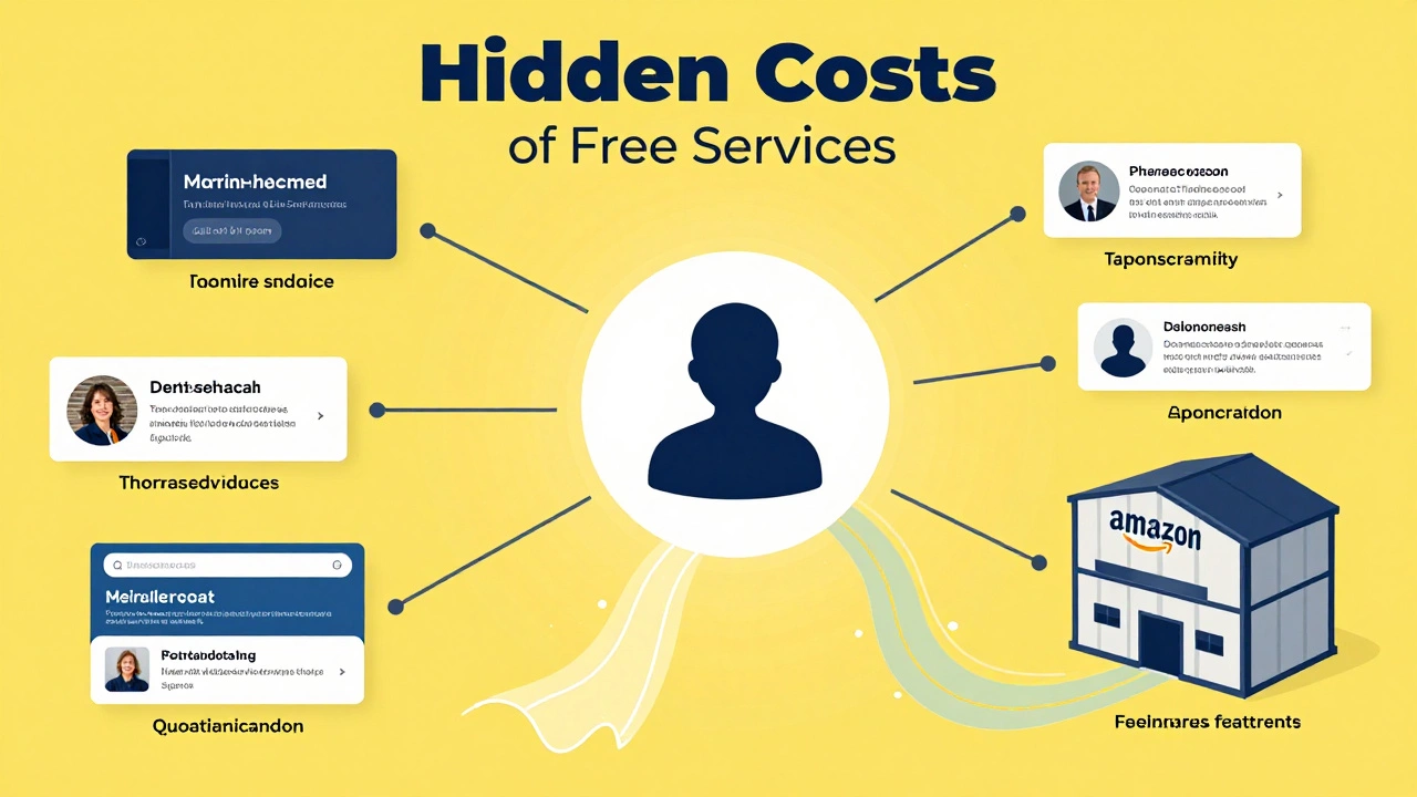 Infographic showing data and ads as hidden costs of free Goodreads service