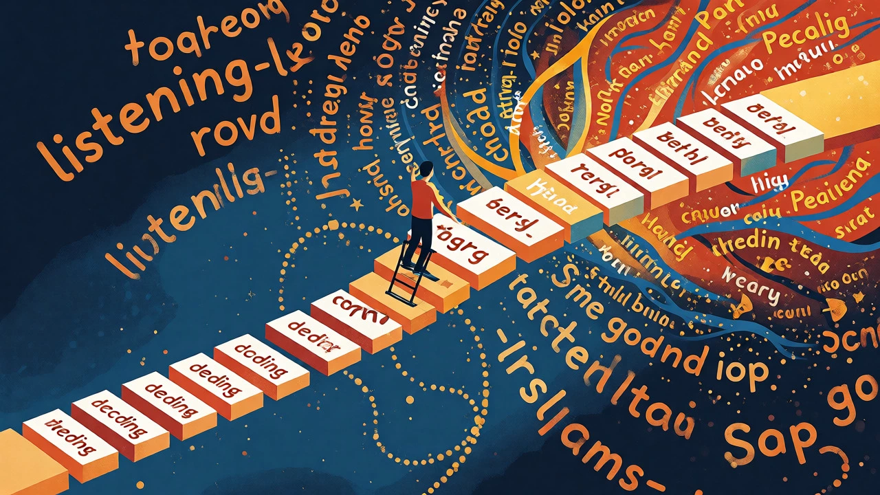Abstract illustration of bridging reading levels through listening