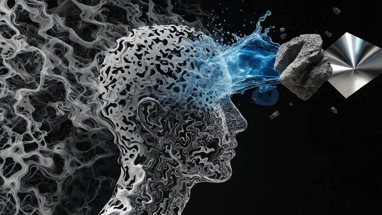 Abstract visualization of mental static clearing into sensory data signals.