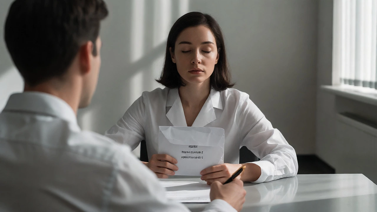 Two individuals conducting a blind remote viewing session at a table.